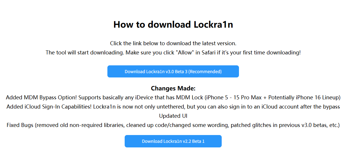 Lockra1n Hauptoberfläche